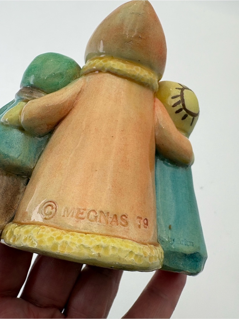 Hand-Painted Ceramic Carolers Figurine - Teal & Peach Holiday Accent - Picture 10 of 13